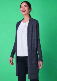 H719: Ladies Long Line Open Cardigan