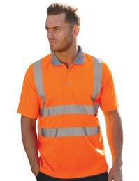 HV49: Hi-Viz Polo Shirt (Contrast Collar)