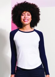 SK77: Ladies Long Sleeve Baseball Tee Shirt